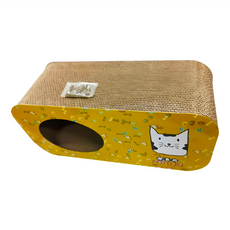 MDOBI 摩多比 躲貓洞洞屋抓板，瓦楞紙，環保材質, 長型 ( 55 x 20 x 25cm ), 1個, 黃色