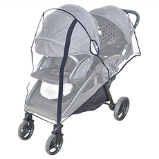 OhBabyLuxury 雙人推車雨罩，雙邊拉鍊設計，方便寶寶進出, 1個, 黑邊
