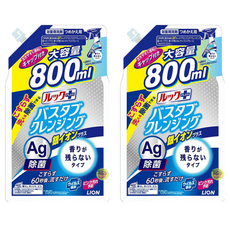 LION 獅王 LOOK PLUS 浴室用噴霧洗劑 銀離子強化版 無香 補充包 800ml, 2包