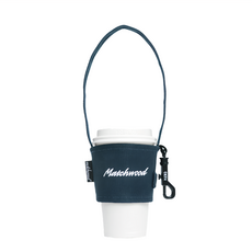 Matchwood 掛勾式摺疊杯套 12安糖質帆布 塑料掛勾, 電繡藍, 1個