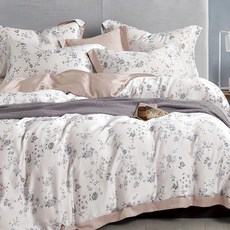 貝淇小舖 60支萊賽爾天絲鋪棉兩用被床包四件組, 愛洛花園, 床包 + 棉被 + 枕套2個
