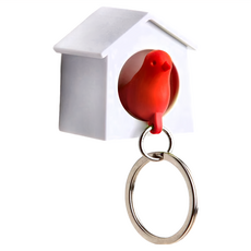 QUALy Mini Sparrow Key Ring 迷你雀兒哨匙圈, 白色 + 紅色, 1個