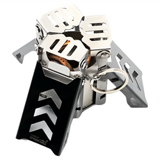 GOOUT SPRINGHILL 春山 原力酒精爐 304不鏽鋼酒精杯 紫銅氧化管 201不鏽鋼折疊架, 1入, 銀色 + 黑色