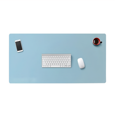 頂級PU皮超大滑鼠墊/桌墊 雙面款, 天空藍 + 銀河灰, 1個
