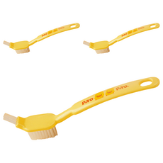 PiYOPiYO 黃色小鴨 螺牙蓋專用清潔刷, 符合手型刷柄設計, 輕鬆刷洗奶瓶練習杯蓋及食品調理用具, 黃色, 3支