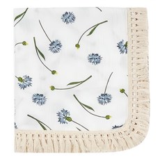 印花流蘇嬰兒萬用純棉紗布包巾，1件, 繁花