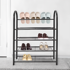 USEFUL DESIGN 悠室屋 多功能四層鞋架 DIY組裝 適用於玄關/客廳/臥房/公共場所, 黑色, 1個