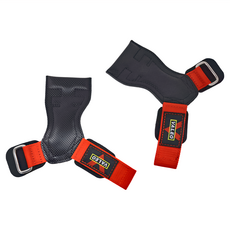 VALEO健身拉力帶護掌 牛皮款 防滑鞏固 精細做工, 15.5 x 20cm, 紅色PU款, 1雙