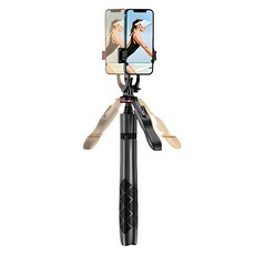 雙補光燈 防手震可伸縮自拍棒 落地直播三腳架 桌用手機支架 懶人雲台穩定器, 1個, 黑色, L16