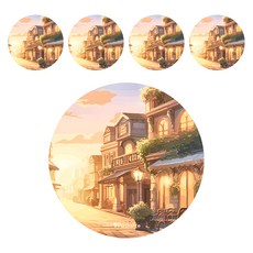 帕斯特收納生活 硅藻泥軟杯墊 10*10cm 快速吸水, 5入, 晚霞