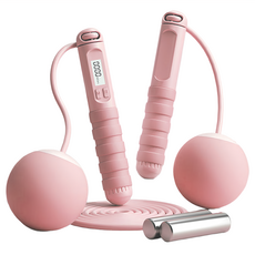 磁控感應計數跳繩, 無繩有繩雙用, 高彈減震, 防水抗汗, 附帶高清大屏, 粉色, 3m, 1個