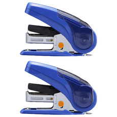 MAX 美克司 釘書機, 省力設計 裝訂文件, 亮眼外觀, 尾端溝槽設計 攜帶方便, 藍色, 2個