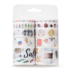 夢幻10卷紙膠帶Set, 0.5CMX2/1CMX2/1.5CMX4/3CMX2規格, 膠帶長度3.5M, PVC透明盒裝, 美食控, 1組