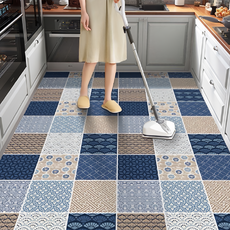 復古花紋PVC 抹净地墊, 120 x 100cm, 魔術方格, 1件