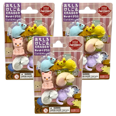 Iwako 造型橡皮擦Set, 貓和老鼠, 3組