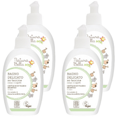 NATURA BELLA 貝拉寶貝燕麥低敏無淚洗髮沐浴露 嬰幼兒適用 溫和不刺激, 300ml, 4瓶