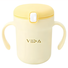VIIDA Soufflé 吸管型抗菌不鏽鋼學習杯, 黃色, 330ml, 1個
