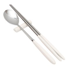 Willive 304不鏽鋼 Amos 粉彩湯筷組, 湯匙+筷子, 1組, 象牙白