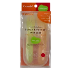 Combi 康貝 優質叉匙組 含盒, 綠橘色, 1組