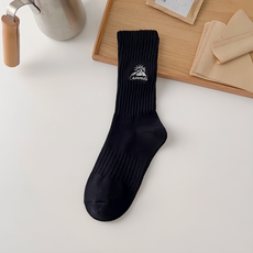 Suxinaimin 雪山刺繡 長襪 6雙 Set 棉+聚酯纖維, 全長26cm, 黑色