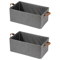 mohe 木暉居家 加厚牛津布帶鋼架可折疊收納籃 1080g 26L 2個, 灰色, 1組
