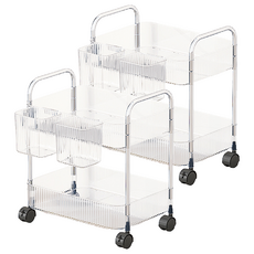 FAmILyLIFE 生活 透明附輪夾縫置物架 2層 附2掛籃 加大款 38.5 x 27.5 x 45cm 1590g, A-218, 2個