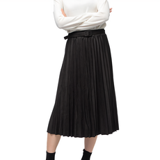 CARET 女款羊毛混紡鬆緊百褶裙 附腰帶