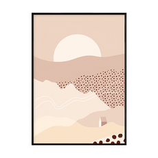 Boluo 菠蘿選畫所 幾何 • 夕陽 油畫布+松木內框+PS環保樹脂框, 59.4 x 42cm, 夕陽 奶茶色