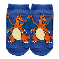 ONEDER 旺達 寶可夢 噴火龍 直版襪 兒童襪 15-22cm, 藍色, 15-22