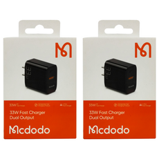 Mcdodo 麥多多 PD + QC 33W 快充插頭 CH-086 雙孔 功率數顯 蘋果/安卓設備通用, 44mm, 黑色, 2個