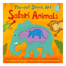 Pop-out Stencil Art Safari Animals, 包含15個可重複使用的模版和20個精美項目, KIDS