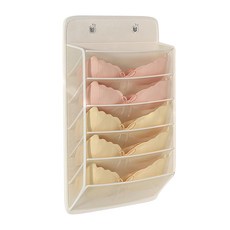 小麥購物 壁掛式內衣褲收納掛袋 L2101 5格, 米色, 1個