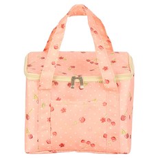 iSFun 外出野餐 牛津方型保溫保冷便當袋, 粉櫻桃, 1個