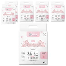 Nice u 毛樂趣 極細1.5mm酵素消臭豆腐貓砂, 櫻花, 6L, 6包