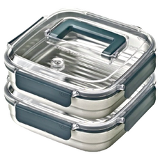 Glasslock Cheftopf 手提型不銹鋼保鮮盒套裝 1850毫升, 2個容器 + 2個蓋子, 1組