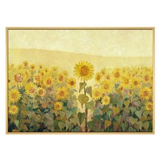 Boluo 菠蘿選畫所 耀眼光芒向日葵 掛畫, 松木實木內框 + PS環保外框, 59.4 x 42cm, 木色