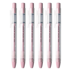 sun-star noc color eraser按壓出芯橡皮擦, 可推出及收回, 雙層結構筆身, 透明軸x彩色軸, 玫瑰色, 6個