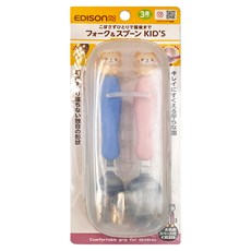 EDISON mama 兒童學習餐具組 附收納盒 3歲以上, 貓咪, 叉子 + 湯匙, 1組