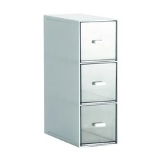 E.City 可疊加桌面小物收納盒 ABS+PS材質 藍/粉/白, 藍色, 3層, 1個