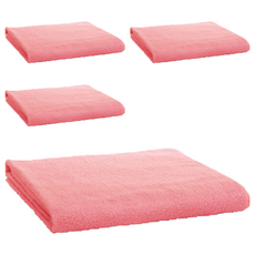 hiorie 日本桃雪 飯店大毛巾, 40x100cm 加大版毛巾, 高吸水性, 珊瑚紅, 4條