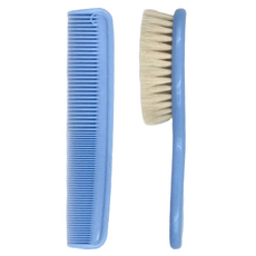 Braun Wettberg 珀薇 特長山羊毛寶寶/嬰兒用髮梳 + 齒梳, 淺藍色, 1組
