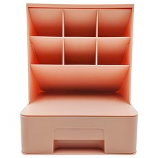 FAmILyLIFE 生活 多功能抽屜式筆筒化妝品收納盒 18 x 13.5 x 24cm, 文雅粉, 1個