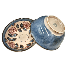 JUST HOME 日本製玫瑰花7吋麵碗2件組 18.2x7.5cm, 藍色, 麵碗, 1組