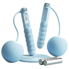 磁控感應計數跳繩，高清夜視大屏，橡膠包膠防滑手柄，繩長可調節, 藍色, 300g, 1個