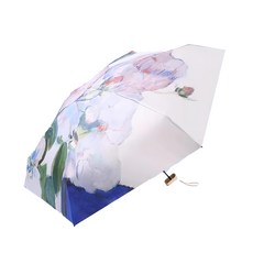 Well Life 悅生活 GoTrip微旅行 古典油畫六折抗紫外線晴雨傘2個Set /粉芍藥/麥田與柏樹/月下玫瑰, 外花內黑 白玫瑰