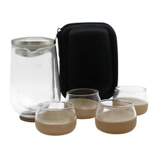 SmaKUS 隨行壺組 彩盒, 1組, 透明色, 雙層玻璃壺 + 玻璃杯 4個 + 杯子保護套 4個 + 壺墊 2個