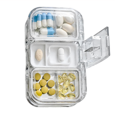 無印風便攜五格可切藥藥盒 透明健康PC材質防潮, 1個