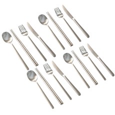 Dalpaeng Living Cuisine de Maman 純粹餐具4人份全套組, 湯匙, 筷子, 叉子, 餐刀, 16支, 銀色