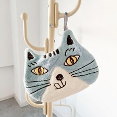 kUSUgURU JAPAN 日本眼鏡貓 吊掛擦手巾/模切造型吸水巾, 1個, Michyoro 藍色