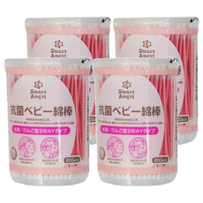 西松屋 Smart Angel 超細紙軸嬰兒棉棒 抗菌, 200支, 4盒